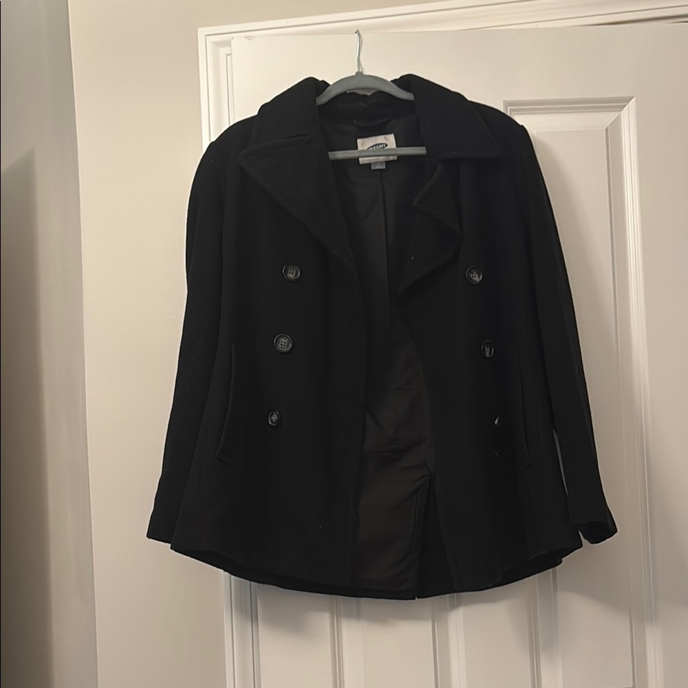 Classic Black Double-Breasted Women's Coat